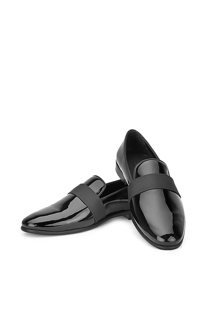 Black Leather Slip-On Shoes by SHUTIQ at Pernia's Pop Up Shop