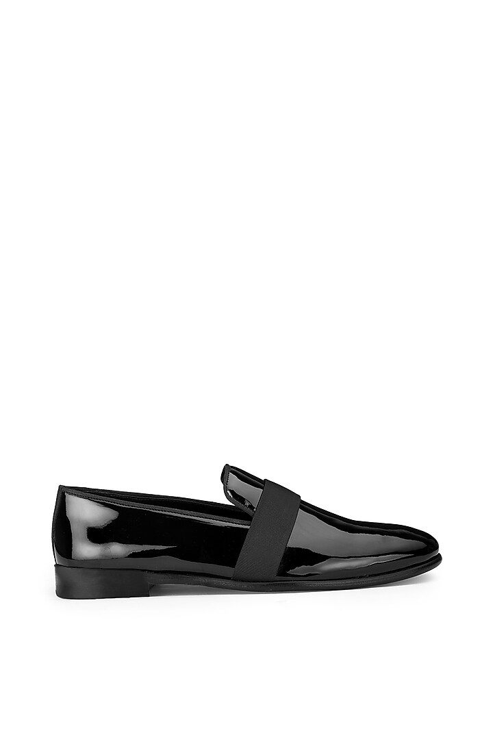Black Leather Slip-On Shoes by SHUTIQ at Pernia's Pop Up Shop