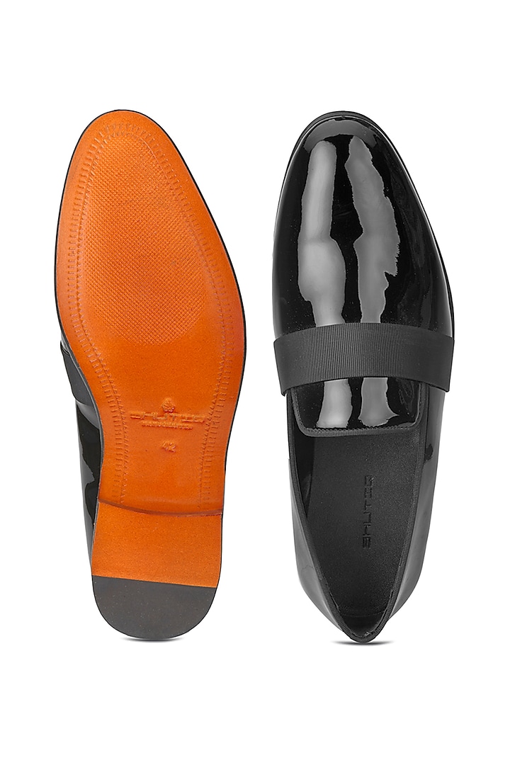 Black Leather Slip-On Shoes by SHUTIQ at Pernia's Pop Up Shop