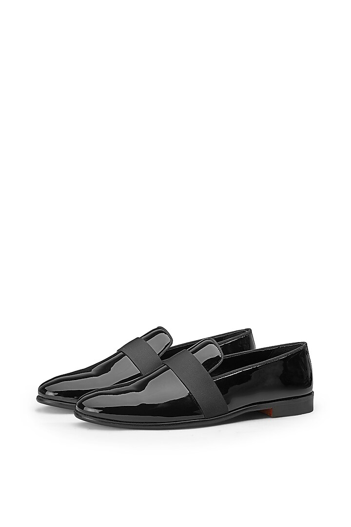 Black Leather Slip-On Shoes by SHUTIQ at Pernia's Pop Up Shop