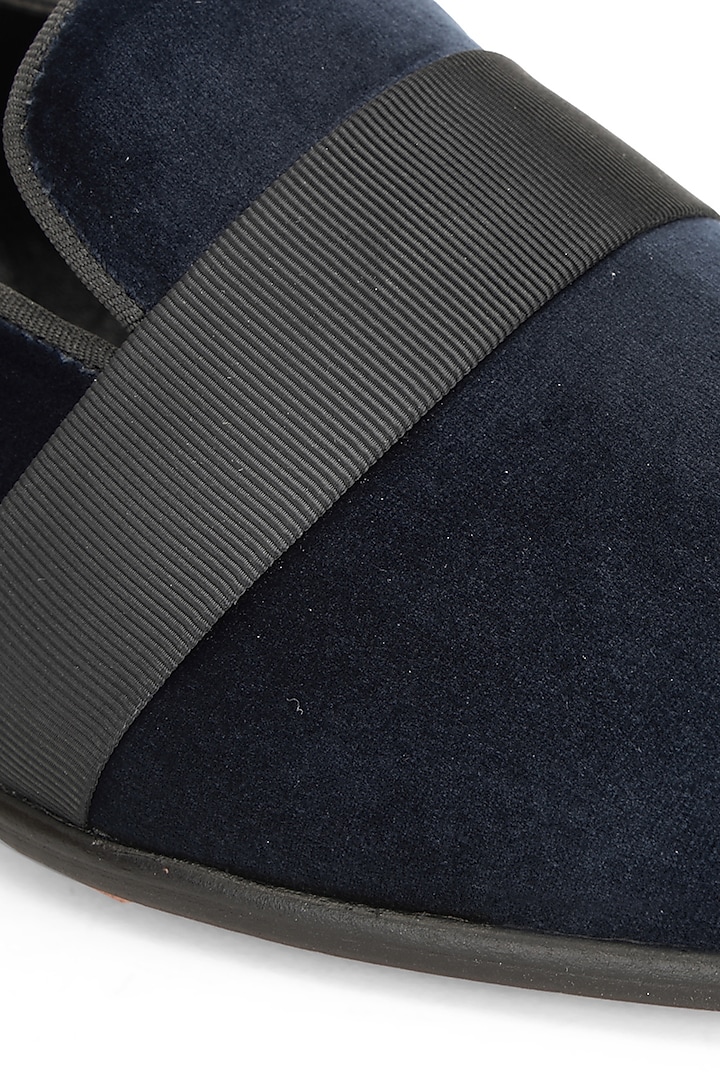Blue Velvet Slip-On Shoes by SHUTIQ at Pernia's Pop Up Shop