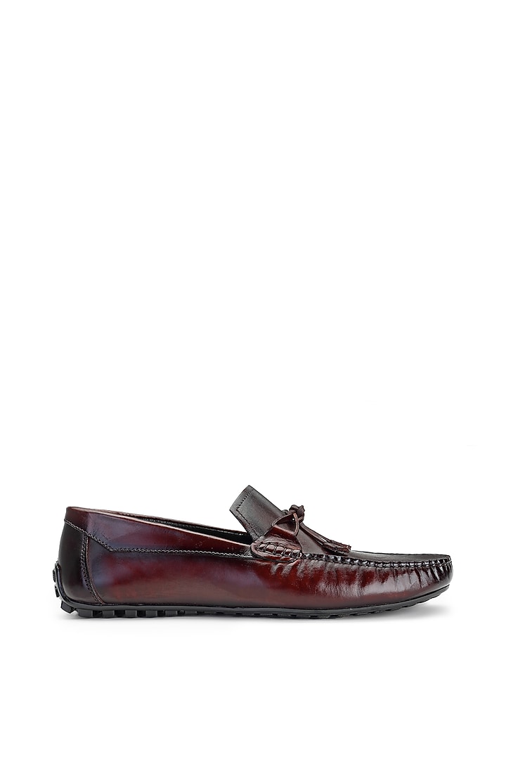 Burgundy Leather Loafers by SHUTIQ at Pernia's Pop Up Shop