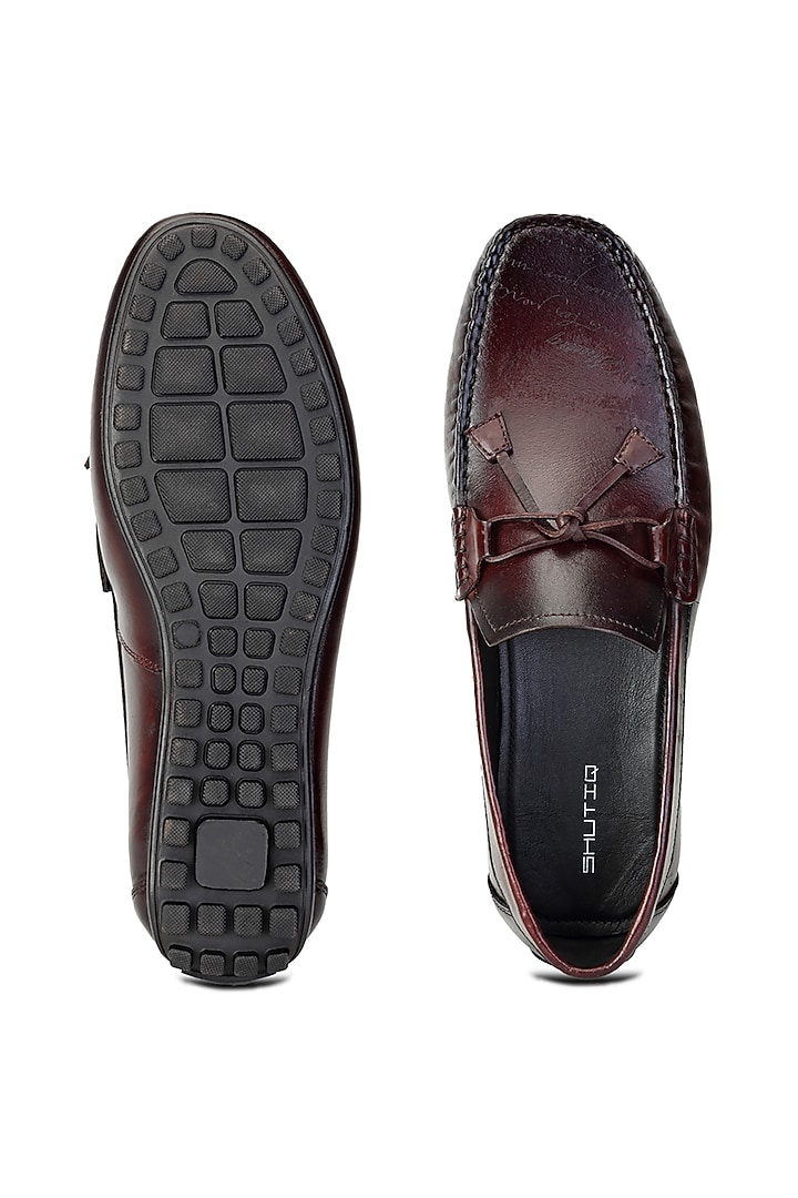 Burgundy Leather Loafers by SHUTIQ at Pernia's Pop Up Shop