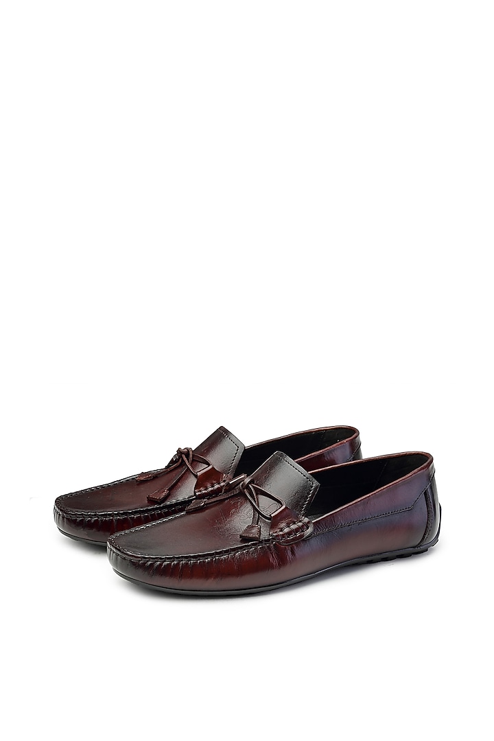 Burgundy Leather Loafers by SHUTIQ at Pernia's Pop Up Shop