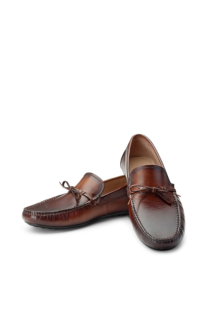 Brown Leather Loafers by SHUTIQ at Pernia's Pop Up Shop