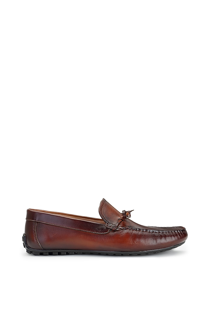 Brown Leather Loafers by SHUTIQ at Pernia's Pop Up Shop