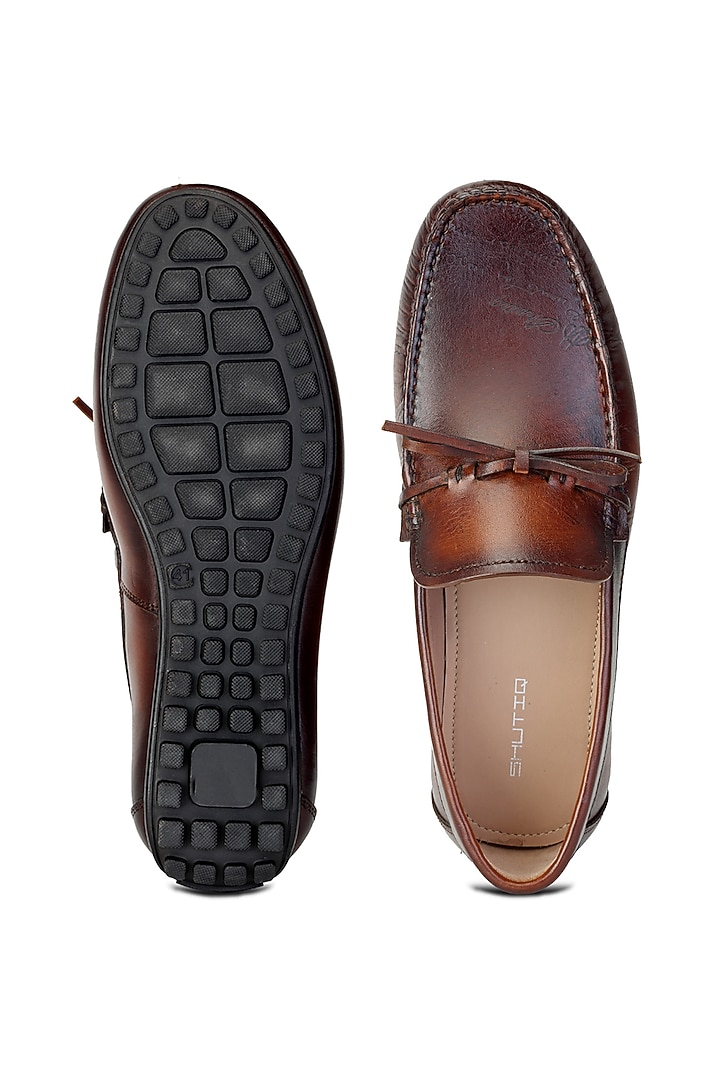 Brown Leather Loafers by SHUTIQ at Pernia's Pop Up Shop
