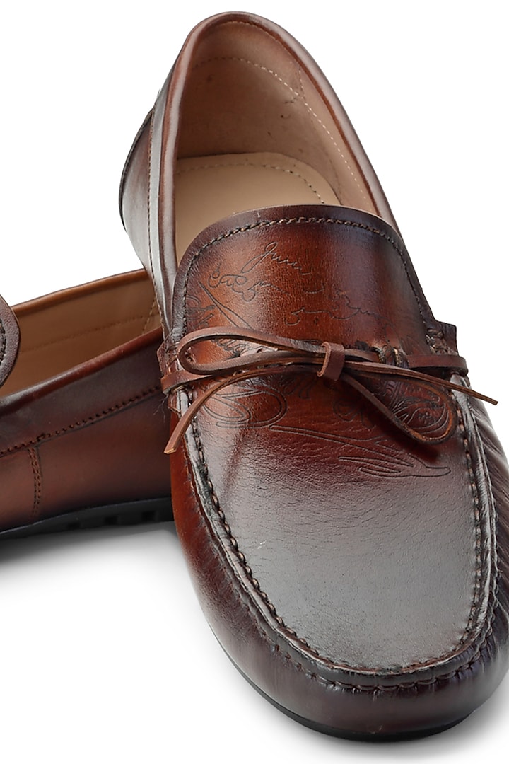 Brown Leather Loafers by SHUTIQ at Pernia's Pop Up Shop