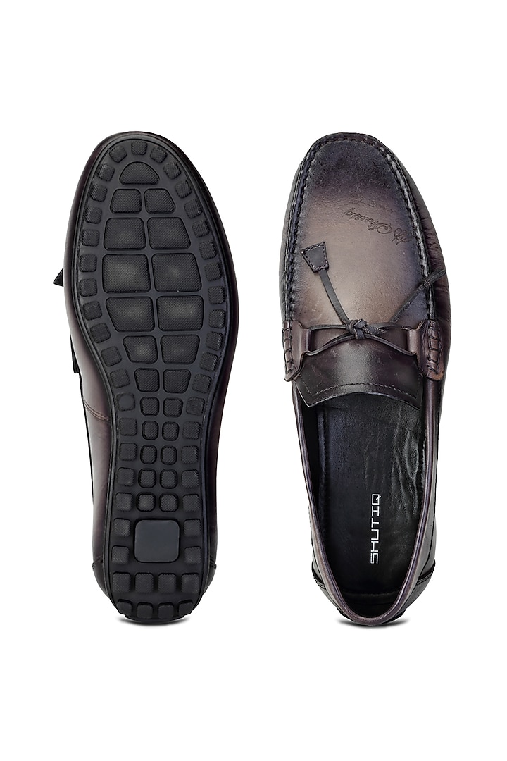 Grey Leather Loafers by SHUTIQ at Pernia's Pop Up Shop