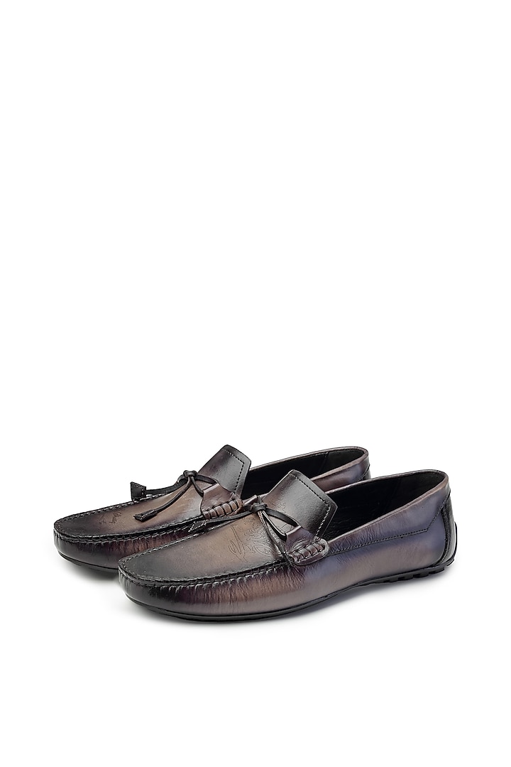 Grey Leather Loafers by SHUTIQ at Pernia's Pop Up Shop