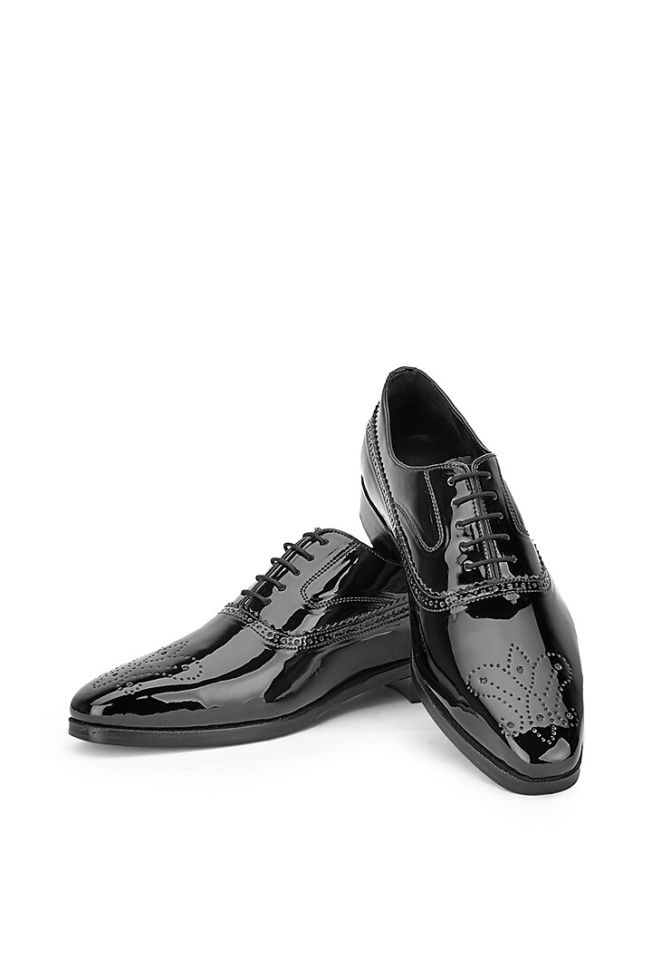 Black Patent Leather Lace Up Shoes by SHUTIQ at Pernia's Pop Up Shop