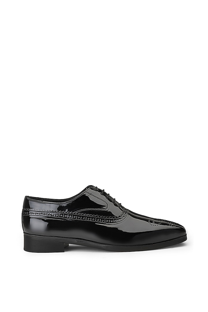 Black Patent Leather Lace Up Shoes by SHUTIQ at Pernia's Pop Up Shop