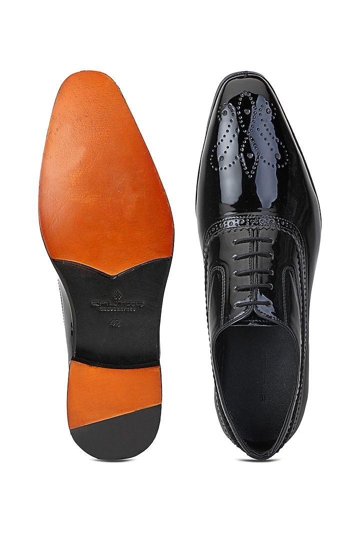 Black Patent Leather Lace Up Shoes by SHUTIQ at Pernia's Pop Up Shop