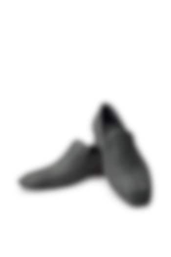 Black & Grey Fabric Slip On Shoes by SHUTIQ at Pernia's Pop Up Shop