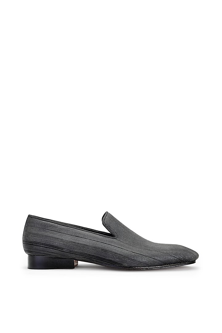 Black & Grey Fabric Slip On Shoes by SHUTIQ at Pernia's Pop Up Shop
