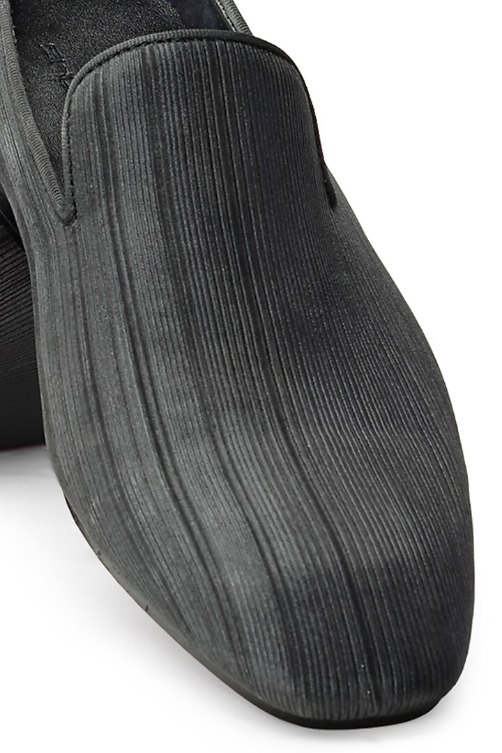 Black & Grey Fabric Slip On Shoes by SHUTIQ at Pernia's Pop Up Shop