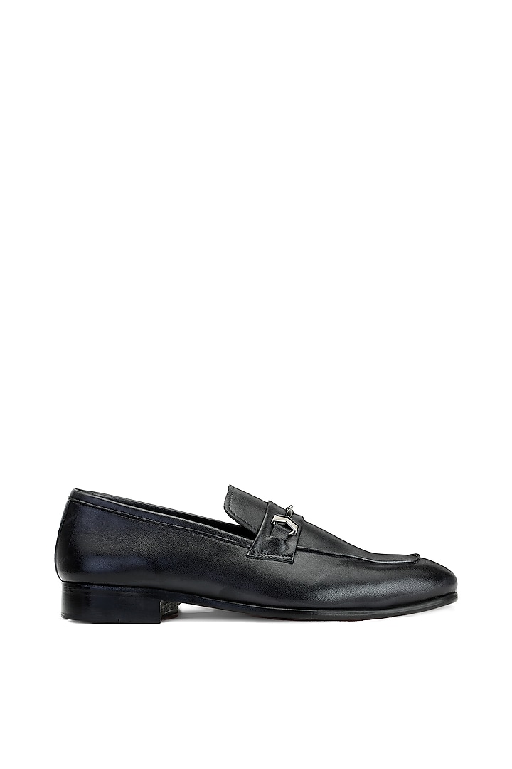 Black Leather Slip-On Shoes by SHUTIQ at Pernia's Pop Up Shop