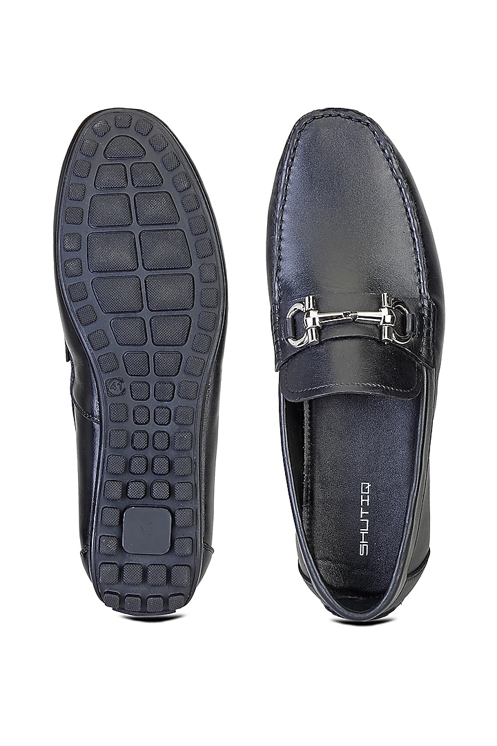 Black Leather Slip-On Shoes by SHUTIQ at Pernia's Pop Up Shop