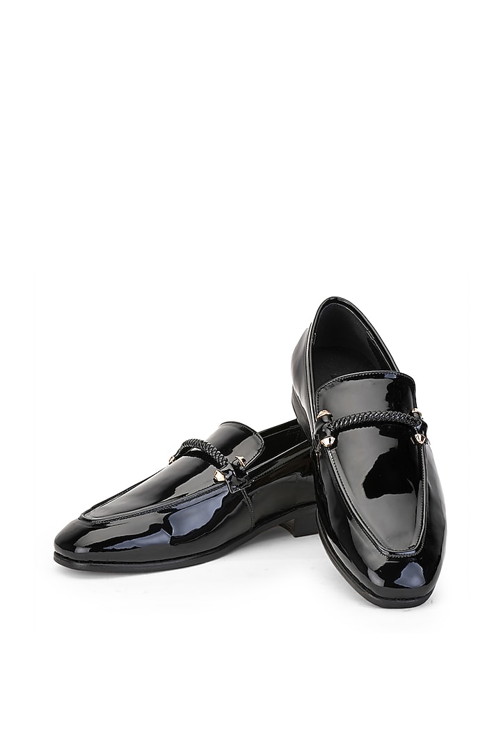 Black Patent Leather Slip On Shoes by SHUTIQ at Pernia's Pop Up Shop