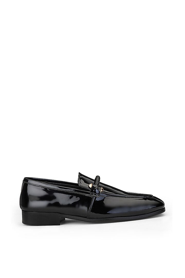 Black Patent Leather Slip On Shoes by SHUTIQ at Pernia's Pop Up Shop
