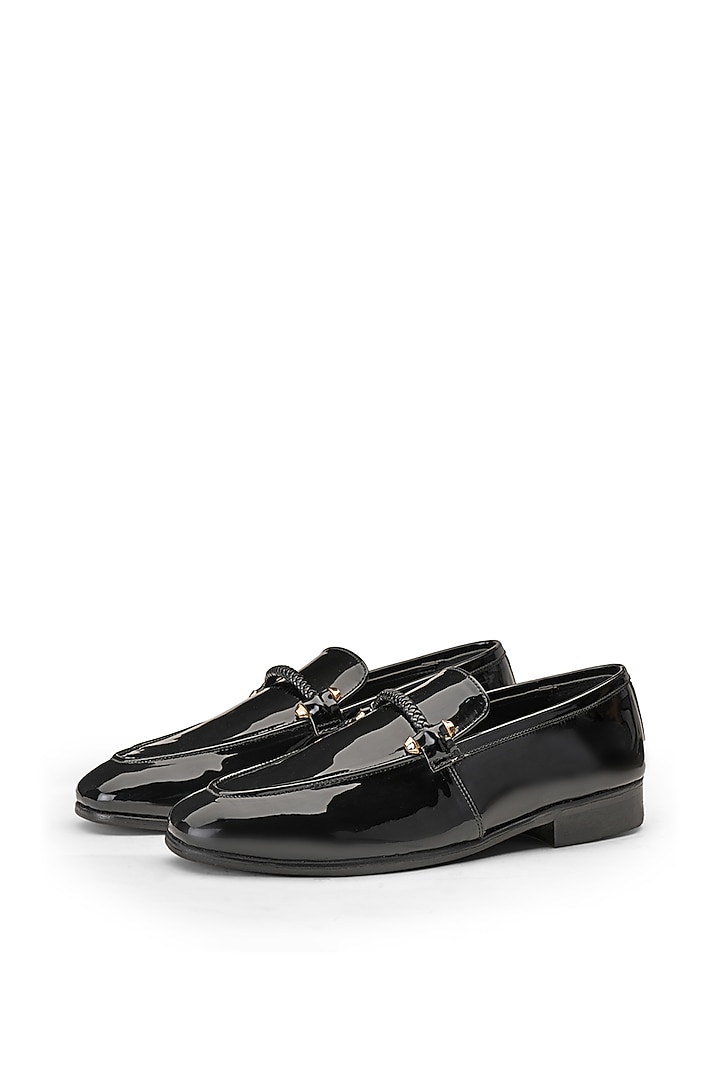 Black Patent Leather Slip On Shoes by SHUTIQ at Pernia's Pop Up Shop