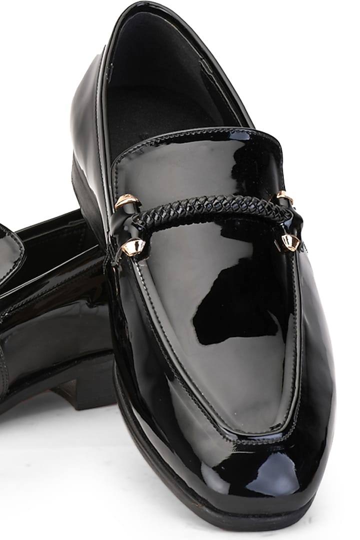 Black Patent Leather Slip On Shoes by SHUTIQ at Pernia's Pop Up Shop