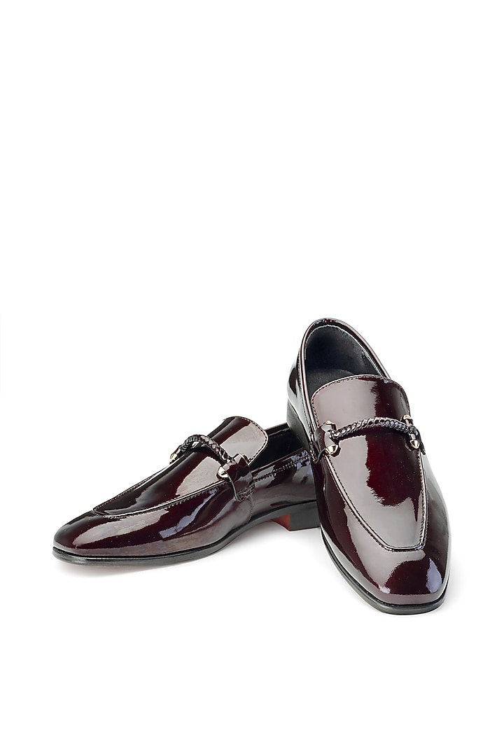 Wine Patent Leather Slip On Shoes by SHUTIQ at Pernia's Pop Up Shop