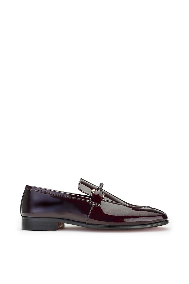 Wine Patent Leather Slip On Shoes by SHUTIQ at Pernia's Pop Up Shop