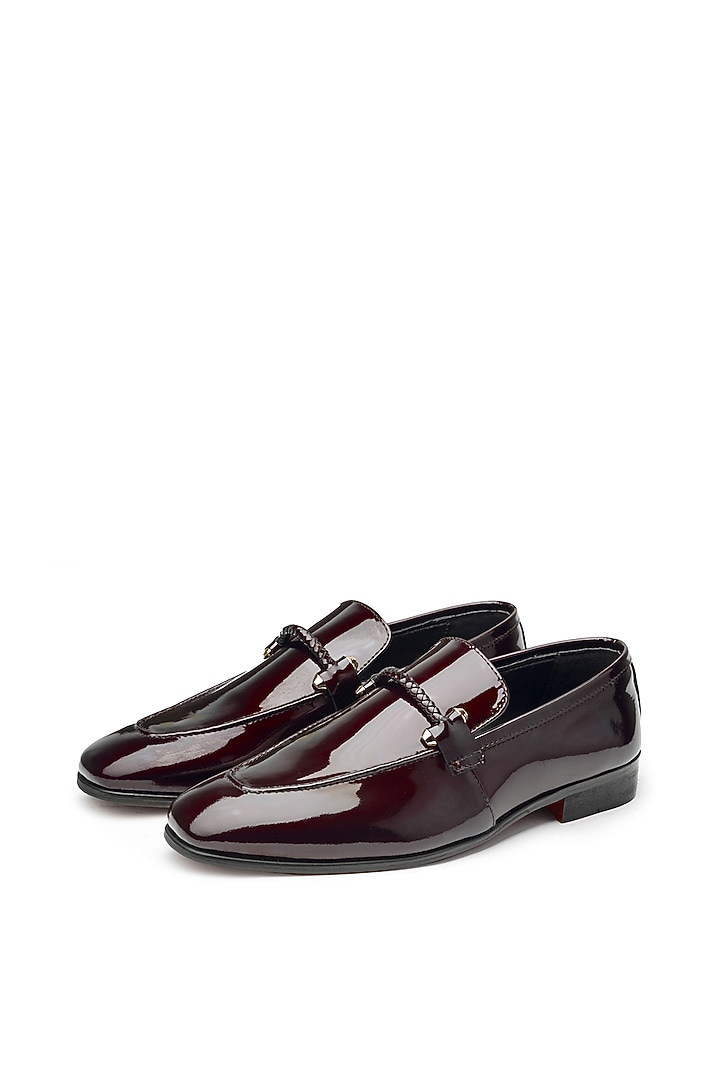 Wine Patent Leather Slip On Shoes by SHUTIQ at Pernia's Pop Up Shop