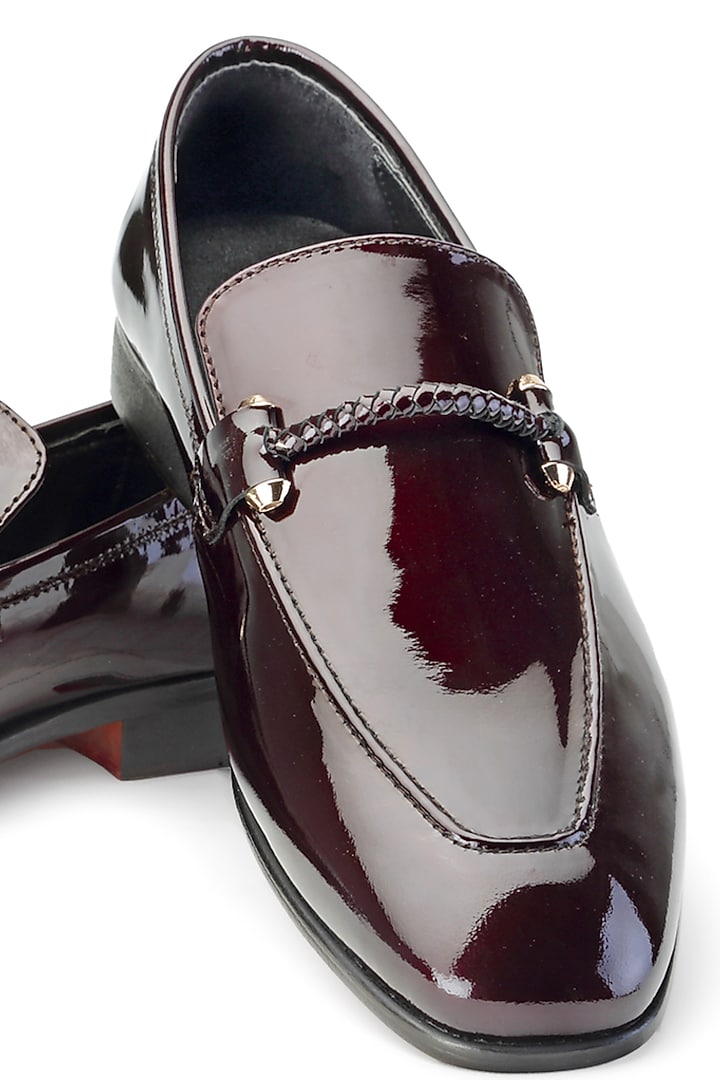 Wine Patent Leather Slip On Shoes by SHUTIQ at Pernia's Pop Up Shop