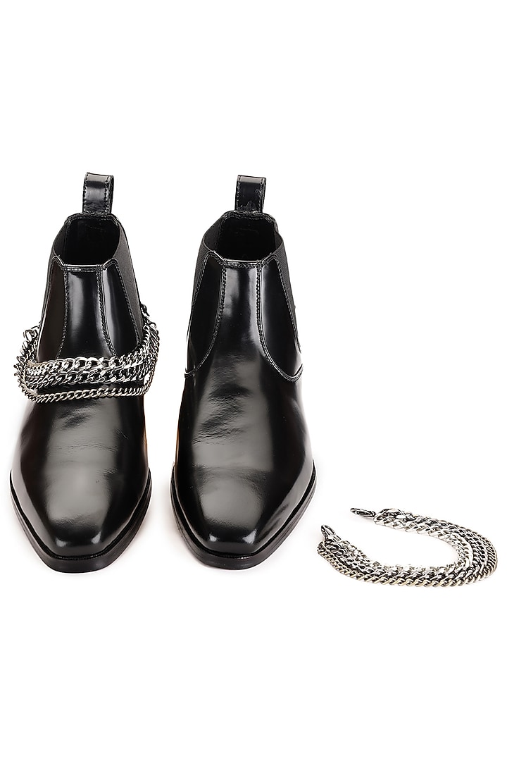 Black Leather Boots by SHUTIQ at Pernia's Pop Up Shop