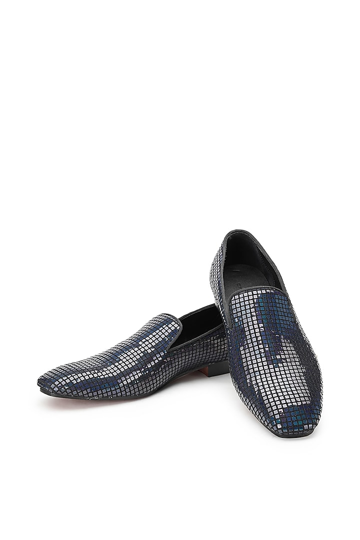 Silver & Grey Fabric Slip-On Shoes by SHUTIQ at Pernia's Pop Up Shop