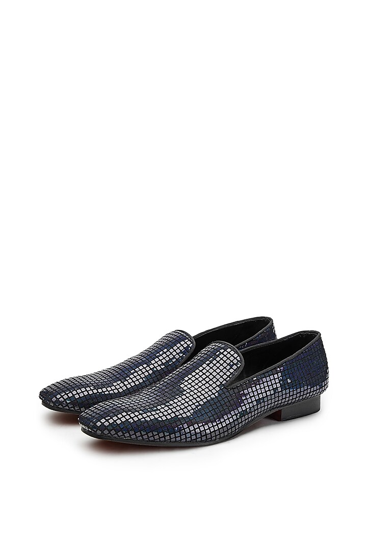 Silver & Grey Fabric Slip-On Shoes by SHUTIQ at Pernia's Pop Up Shop