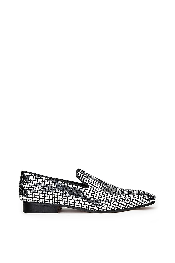 Silver Fabric Slip-On Shoes by SHUTIQ at Pernia's Pop Up Shop
