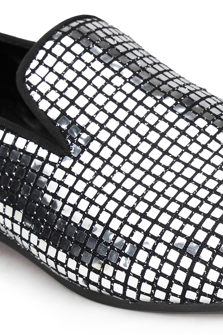 Silver Fabric Slip-On Shoes by SHUTIQ at Pernia's Pop Up Shop