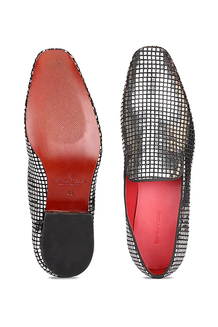 Silver Fabric Slip-On Shoes by SHUTIQ at Pernia's Pop Up Shop