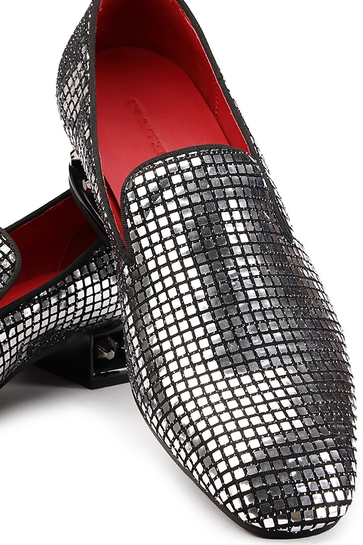 Silver Fabric Slip-On Shoes by SHUTIQ at Pernia's Pop Up Shop