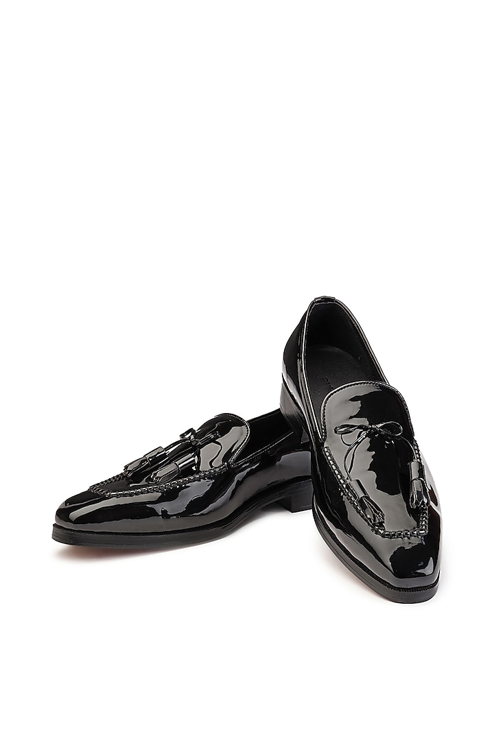 Black Patent Leather Slip-On Shoes by SHUTIQ at Pernia's Pop Up Shop