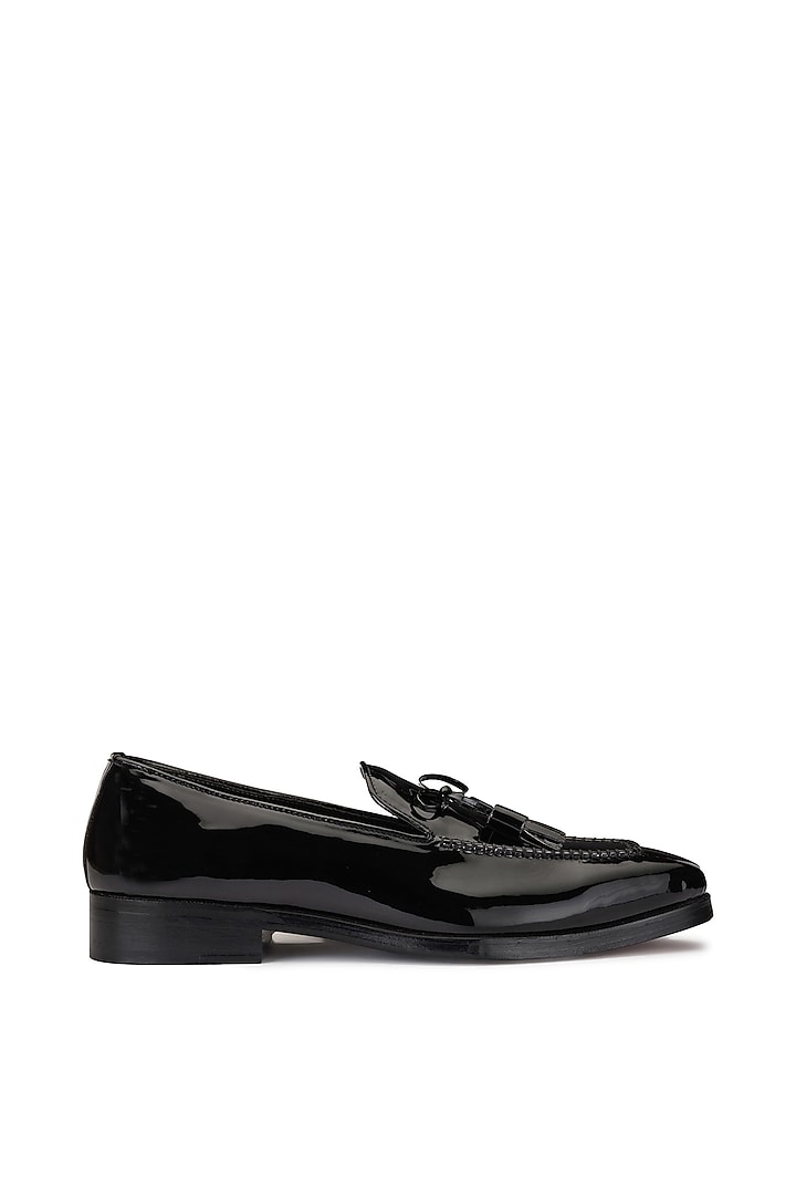 Black Patent Leather Slip-On Shoes by SHUTIQ at Pernia's Pop Up Shop