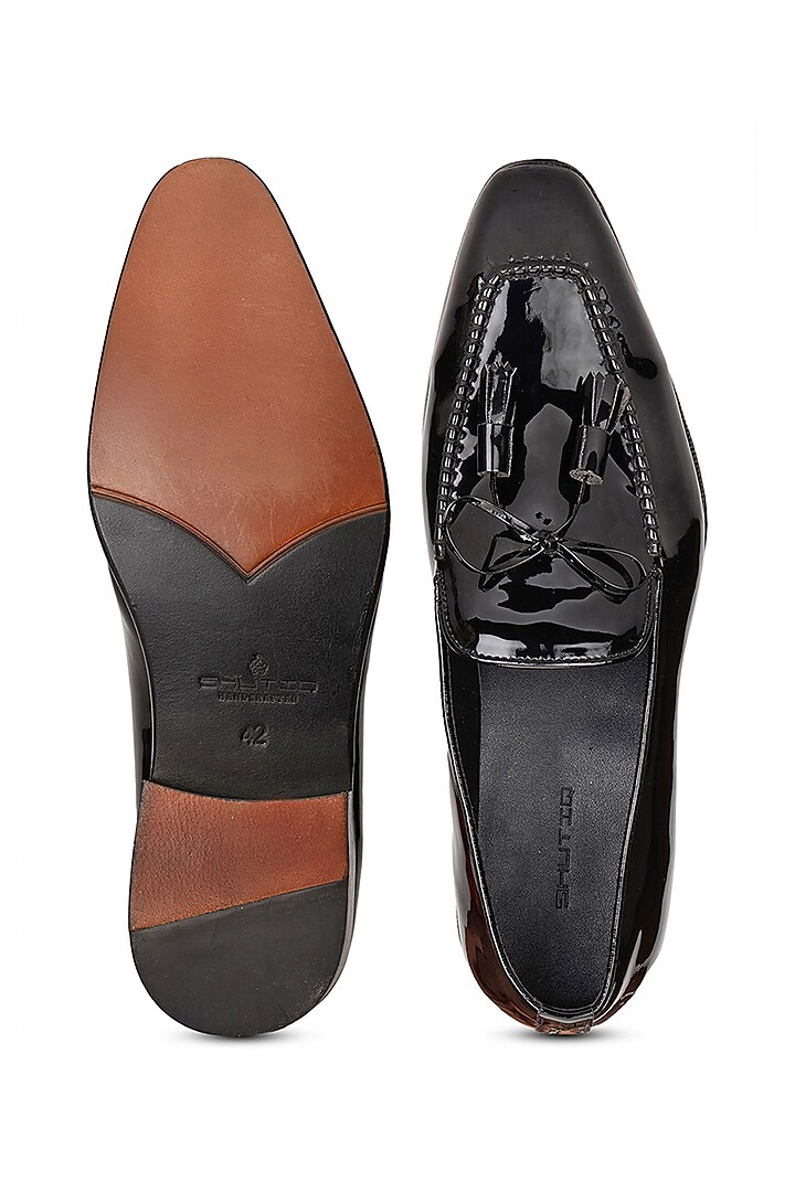 Black Patent Leather Slip-On Shoes by SHUTIQ at Pernia's Pop Up Shop