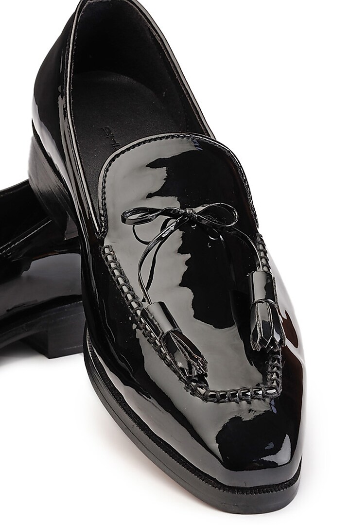 Black Patent Leather Slip-On Shoes by SHUTIQ at Pernia's Pop Up Shop