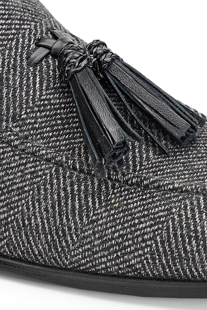 Black Tweed Slip-On Shoes by SHUTIQ at Pernia's Pop Up Shop