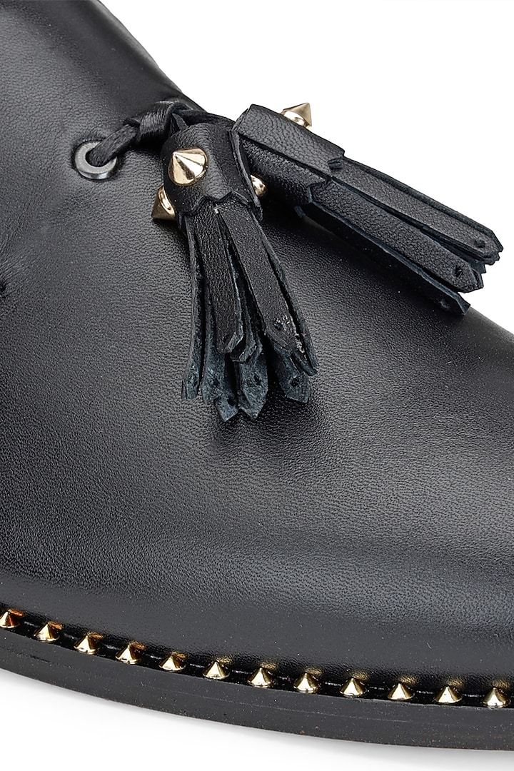 Black Calf Leather Slip-On Shoes by SHUTIQ at Pernia's Pop Up Shop