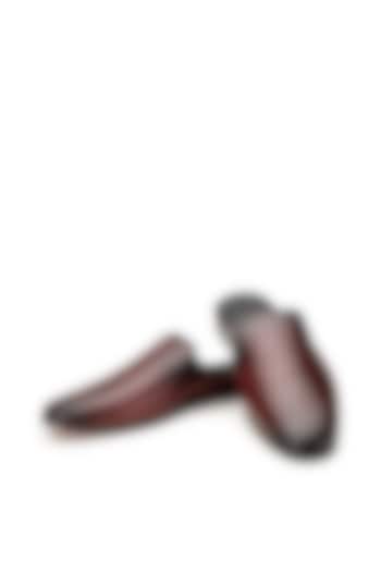 Burgundy Leather Mules by SHUTIQ at Pernia's Pop Up Shop