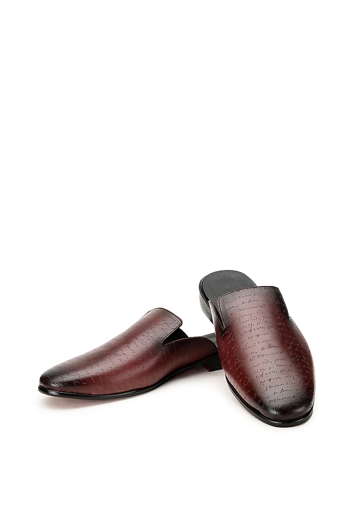 Burgundy Leather Mules by SHUTIQ at Pernia's Pop Up Shop