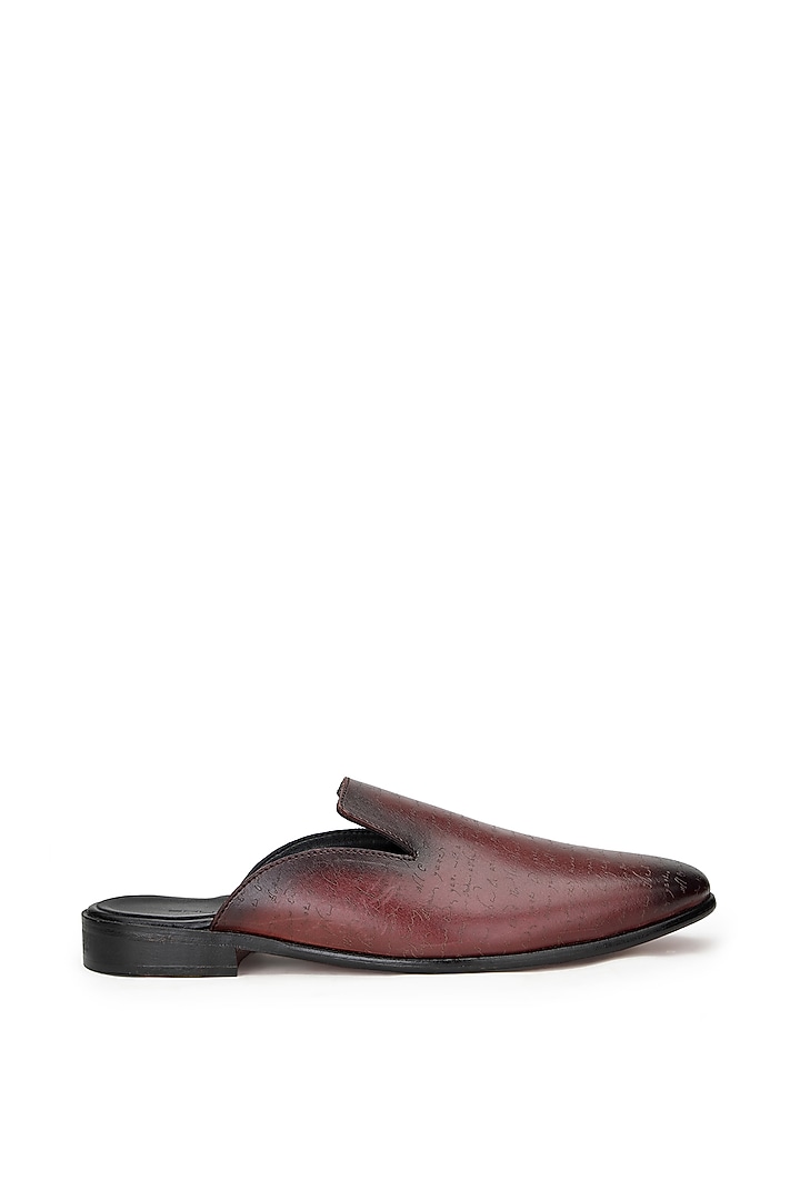 Burgundy Leather Mules by SHUTIQ at Pernia's Pop Up Shop