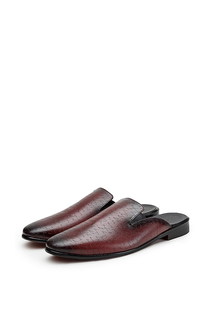Burgundy Leather Mules by SHUTIQ at Pernia's Pop Up Shop