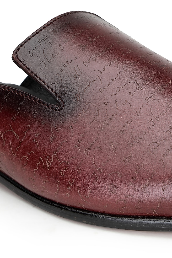 Burgundy Leather Mules by SHUTIQ at Pernia's Pop Up Shop