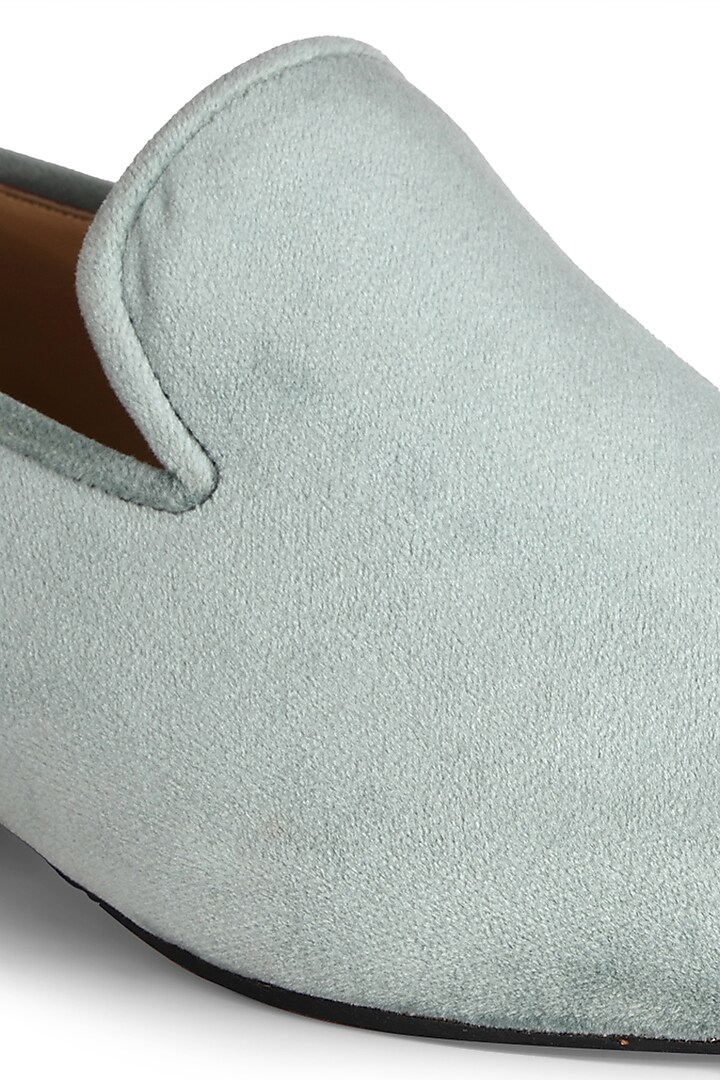 Greenish-Blue Suede Leather Slip-On Shoes by SHUTIQ at Pernia's Pop Up Shop
