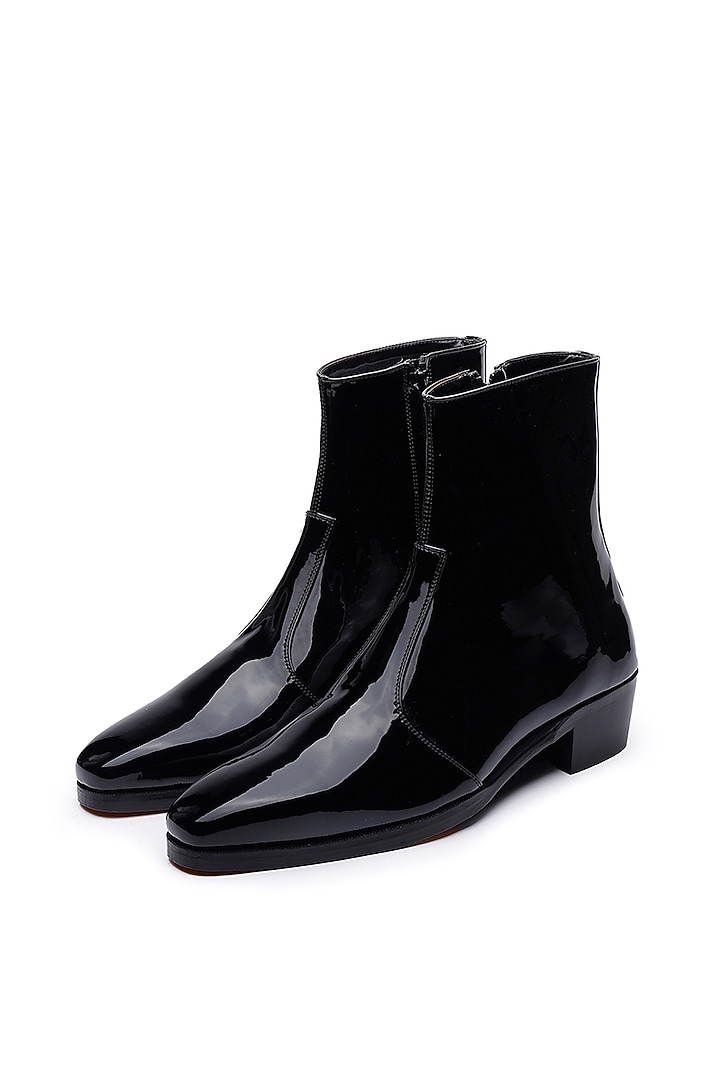 Black Patent Leather Boots by SHUTIQ